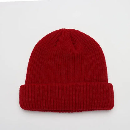 Hats For Women Black Beanie Knitted Hat Winter Men's Hats Women Beanies For Ladies Skullcap Solid Cap Retro Brimless Baggy