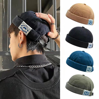Unisex Cotton Brimless Docker Cap – Retro Skullcap Street Hip Hop Summer Hat
