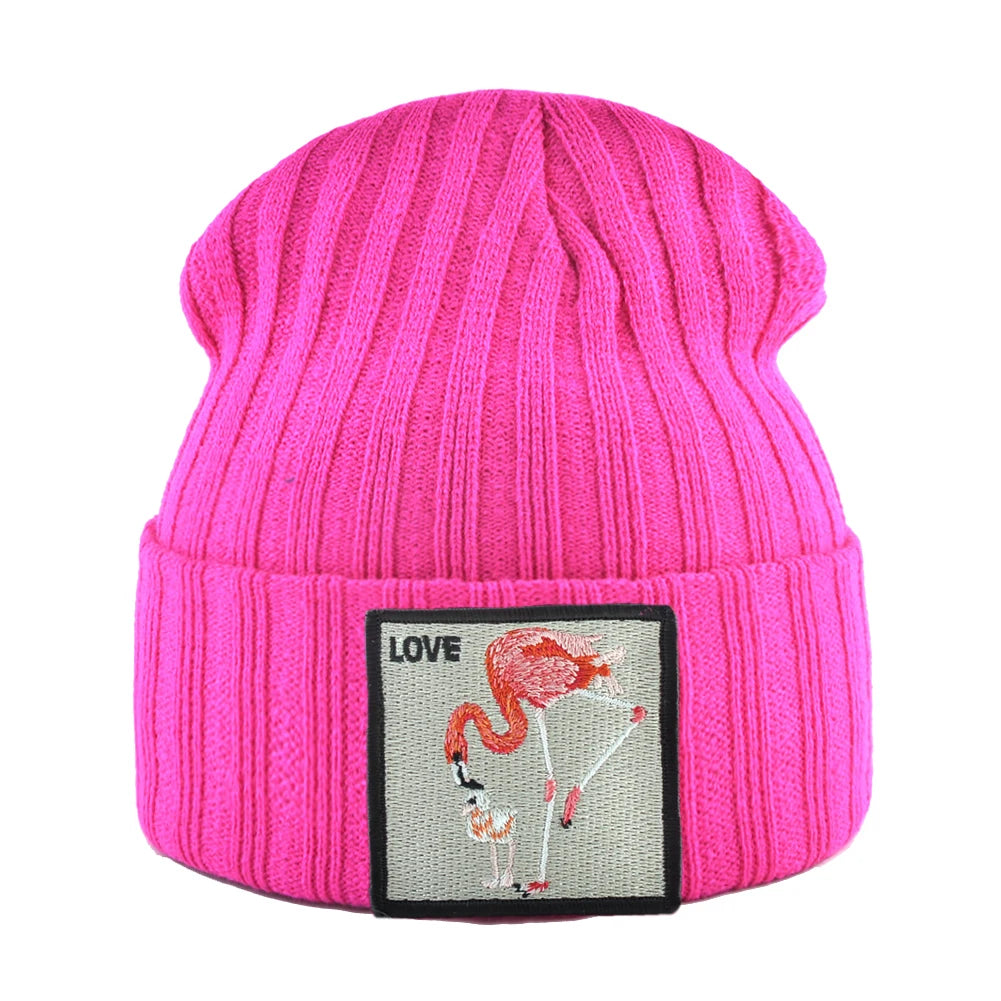 Skullies Beanies Women Autumn Winter Streetwear Knit Beanies Hat Men Knitted Solid Color Bonnet Gorras With Embroidery Patch Cap