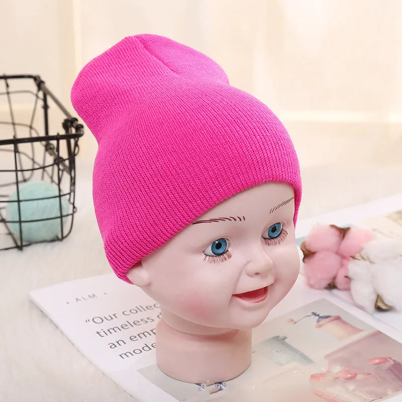 Kids Baby Solid Color Warm Soft Beanies Cap Hat Spring Autumn Winter Newborn Toddler Infant Knitted Cap Hat For Boy Girl
