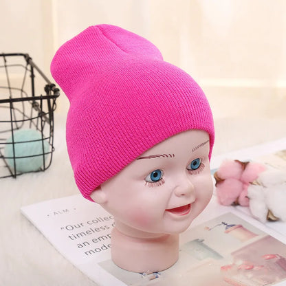 Kids Baby Solid Color Warm Soft Beanies Cap Hat Spring Autumn Winter Newborn Toddler Infant Knitted Cap Hat For Boy Girl