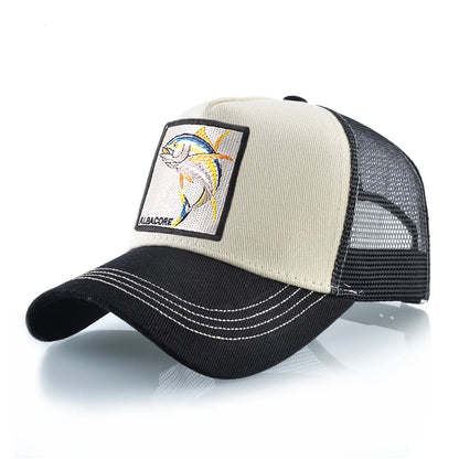 Breathable Mesh Baseball Cap Women Fashion Trucker Caps With Albacore Patch Men's Hip Hop Baseball Hat Snapback Bone Casquette