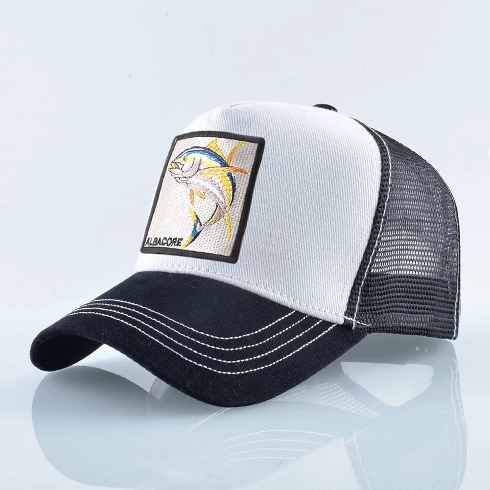 Breathable Mesh Baseball Cap Women Fashion Trucker Caps With Albacore Patch Men's Hip Hop Baseball Hat Snapback Bone Casquette