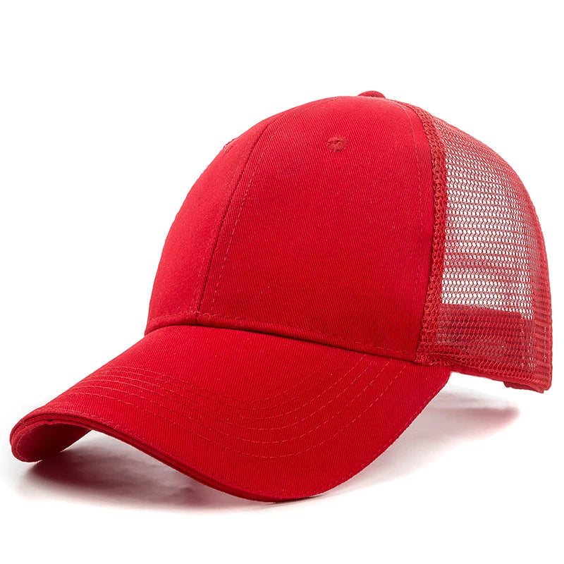 Unisex Mesh Cap Casual Plain Cotton Baseball Cap Adjustable Summer Trucker Hats For Women Men