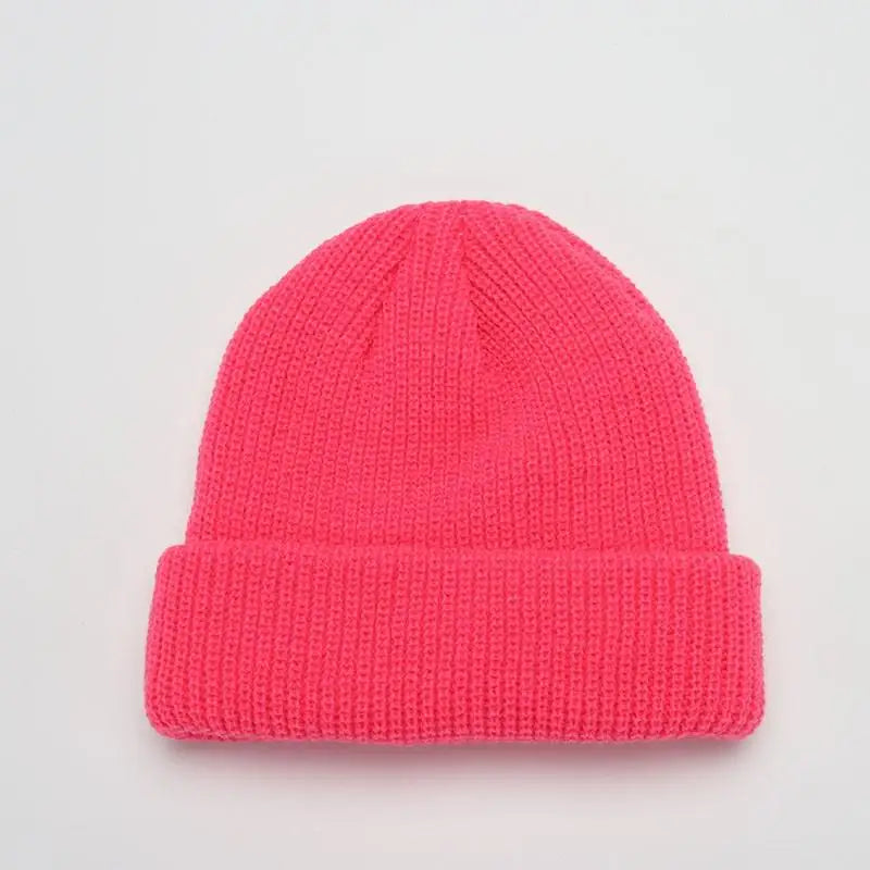Hats For Women Black Beanie Knitted Hat Winter Men's Hats Women Beanies For Ladies Skullcap Solid Cap Retro Brimless Baggy