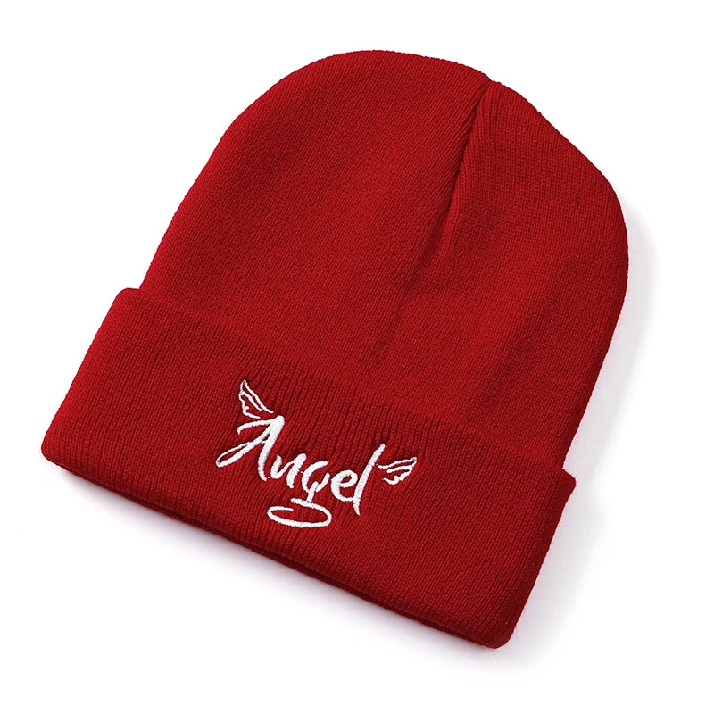 women men knitted Beanie hat Embroidery Letters autumn winter cap boy girl kids beanie cap hat for women men