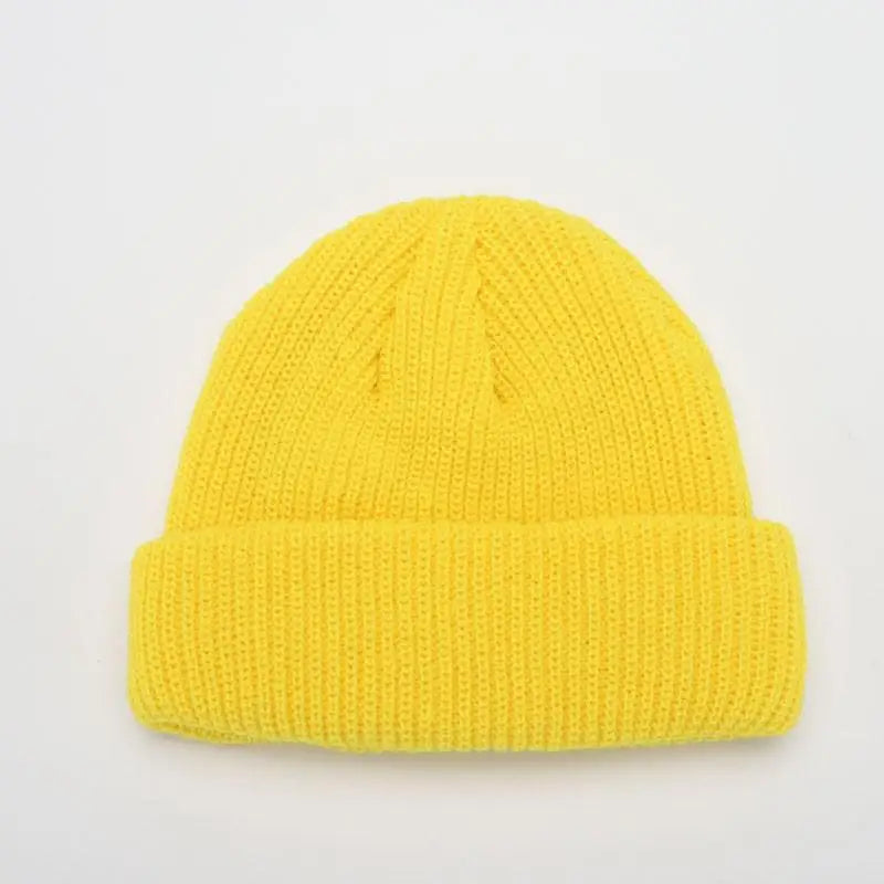 Hats For Women Black Beanie Knitted Hat Winter Men's Hats Women Beanies For Ladies Skullcap Solid Cap Retro Brimless Baggy