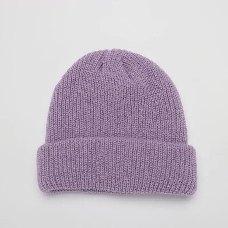 Hats For Women Black Beanie Knitted Hat Winter Men's Hats Women Beanies For Ladies Skullcap Solid Cap Retro Brimless Baggy