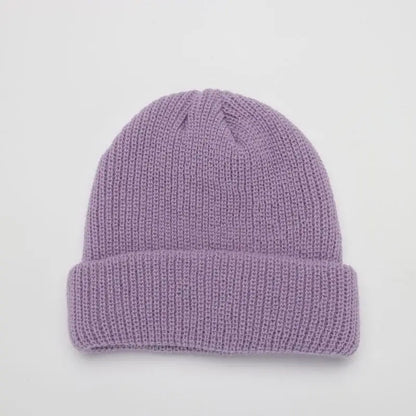 Hats For Women Black Beanie Knitted Hat Winter Men's Hats Women Beanies For Ladies Skullcap Solid Cap Retro Brimless Baggy