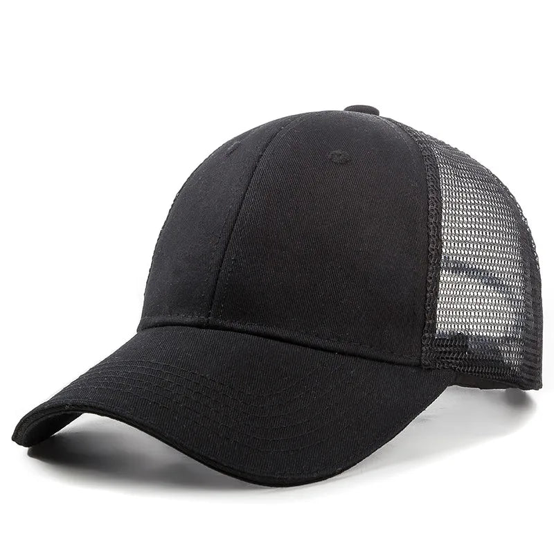 Unisex Mesh Cap Casual Plain Cotton Baseball Cap Adjustable Summer Trucker Hats For Women Men
