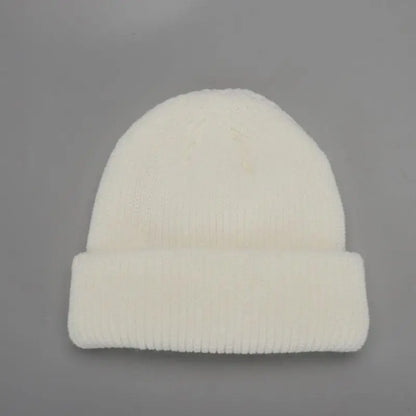 Hats For Women Black Beanie Knitted Hat Winter Men's Hats Women Beanies For Ladies Skullcap Solid Cap Retro Brimless Baggy