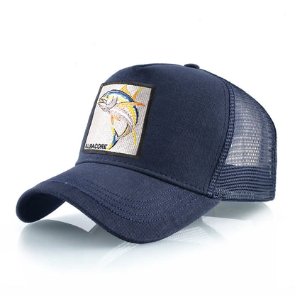 Breathable Mesh Baseball Cap Women Fashion Trucker Caps With Albacore Patch Men's Hip Hop Baseball Hat Snapback Bone Casquette
