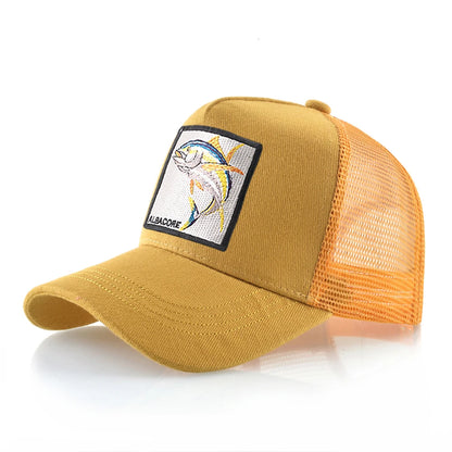 Breathable Mesh Baseball Cap Women Fashion Trucker Caps With Albacore Patch Men's Hip Hop Baseball Hat Snapback Bone Casquette