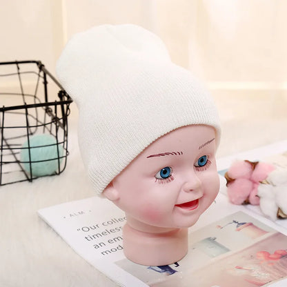 Kids Baby Solid Color Warm Soft Beanies Cap Hat Spring Autumn Winter Newborn Toddler Infant Knitted Cap Hat For Boy Girl