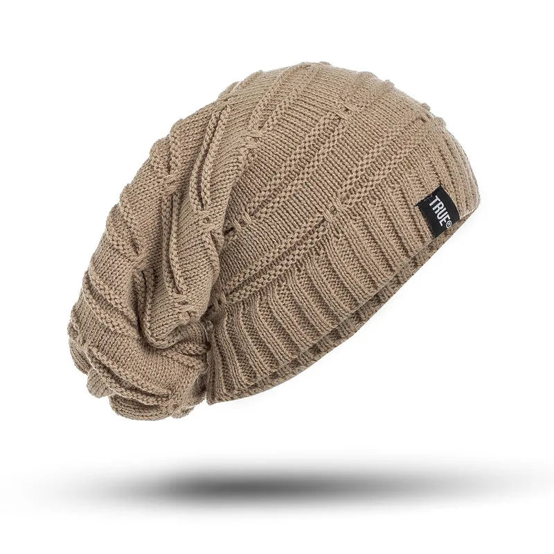 New Letter Label Winter Hat Long Size Knitted Cap High Quality Casual Beanies For Men & Women Solid Bonnet Cap