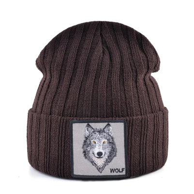 New Fashion Knitted Hats For Men Women Wolf Pattern Skullies Beanies Unisex Knitting Streetwear Hip Hop Bonnet Caps Kpop Gorras