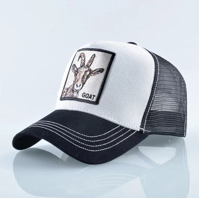 Fashion Baseball Cap Men Women Snapback Hip Hop Bone Bill Goat Embroidery Streetwear Trucker Hats Breathable Mesh Black Hat