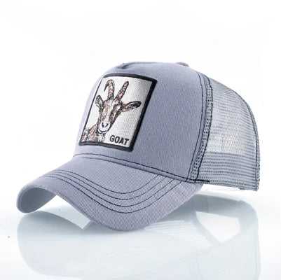 Fashion Baseball Cap Men Women Snapback Hip Hop Bone Bill Goat Embroidery Streetwear Trucker Hats Breathable Mesh Black Hat