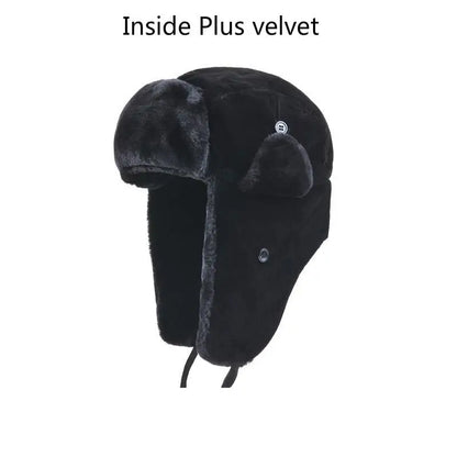 Bomber Hat Female Winter For Men Women Thick Warm Fur Velvet Cold Cap Male Snow Russian Ear Flap