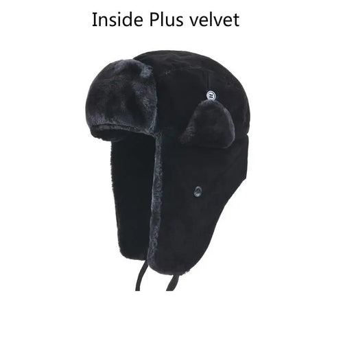 Bomber Hat Female Winter For Men Women Thick Warm Fur Velvet Cold Cap Male Snow Russian Ear Flap