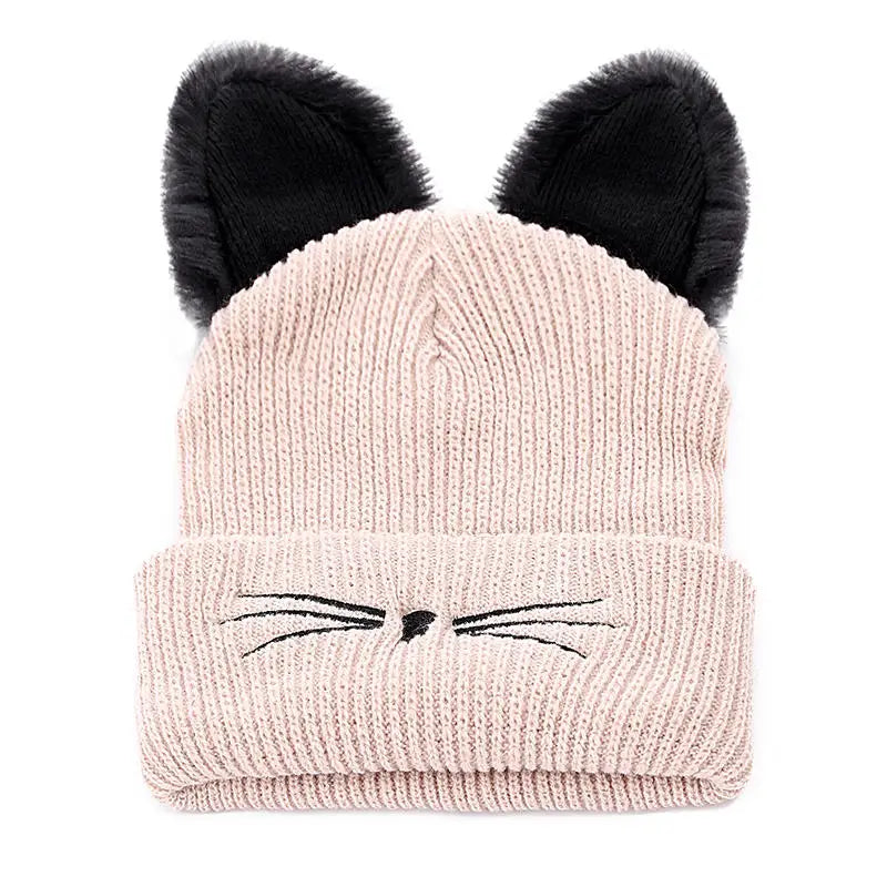 Cute Cat Ear Women Beanie Hat Warm Winter Hats For Women