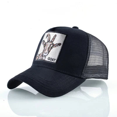 Fashion Baseball Cap Men Women Snapback Hip Hop Bone Bill Goat Embroidery Streetwear Trucker Hats Breathable Mesh Black Hat