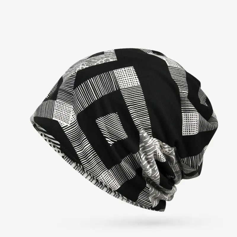 COKK New Spring Summer Men Women's Slouchy Beanie Geometric Pattern Hat Knitted Cap Female Male Turban Hat Gorros Bone