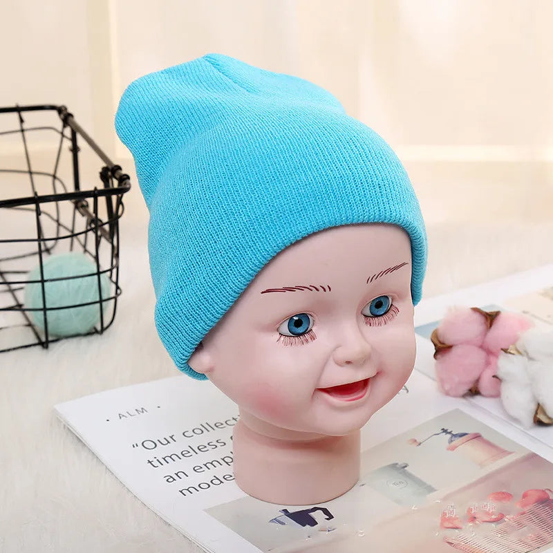 Kids Baby Solid Color Warm Soft Beanies Cap Hat Spring Autumn Winter Newborn Toddler Infant Knitted Cap Hat For Boy Girl