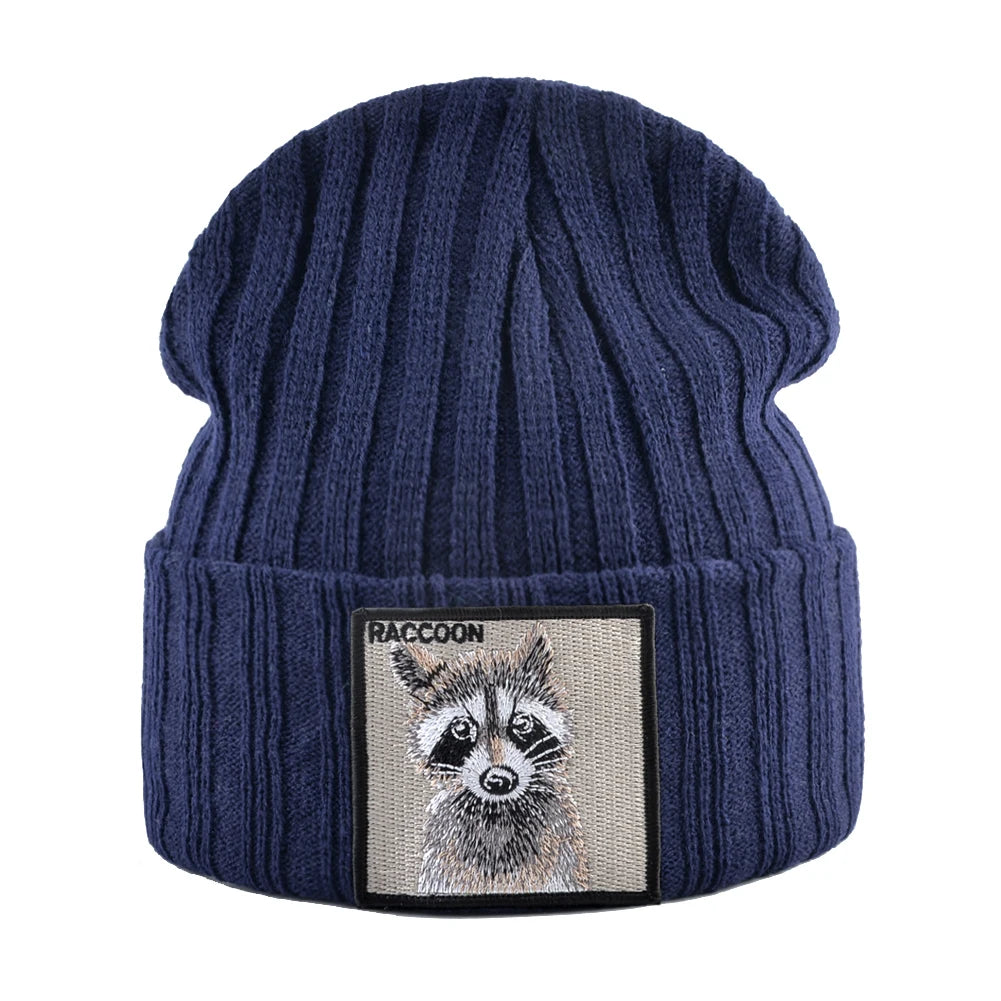 Knitted Beanies Hat Men Women Streetwear Hip Hop Skullies Beanies With Patch Boys Girls Knitting Solid Color Bonnet Hats Cap