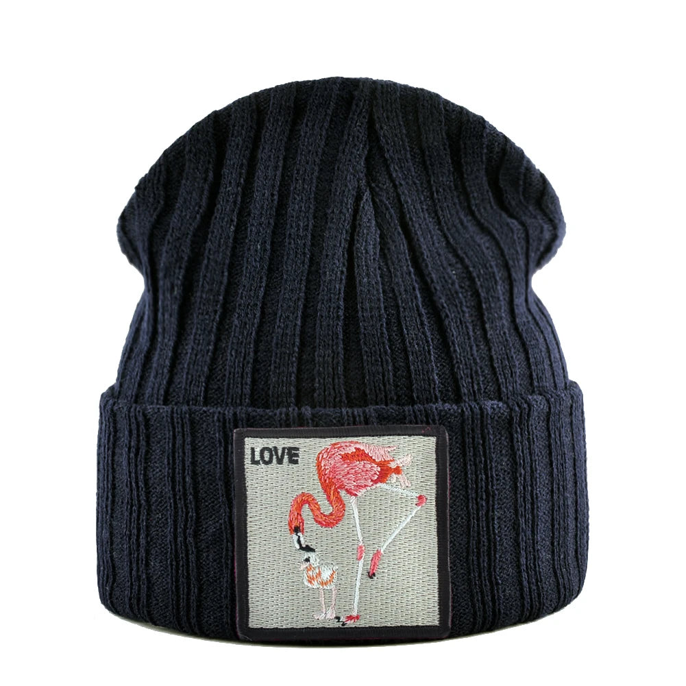 Skullies Beanies Women Autumn Winter Streetwear Knit Beanies Hat Men Knitted Solid Color Bonnet Gorras With Embroidery Patch Cap