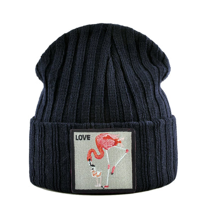 Skullies Beanies Women Autumn Winter Streetwear Knit Beanies Hat Men Knitted Solid Color Bonnet Gorras With Embroidery Patch Cap