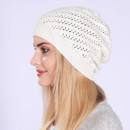 Fashion New Women Beanies Skullies Hat Cap Lady Spring Autumn Winter Solid Knitted Hollow Out Casual Bone Soft Cap Hat For Women