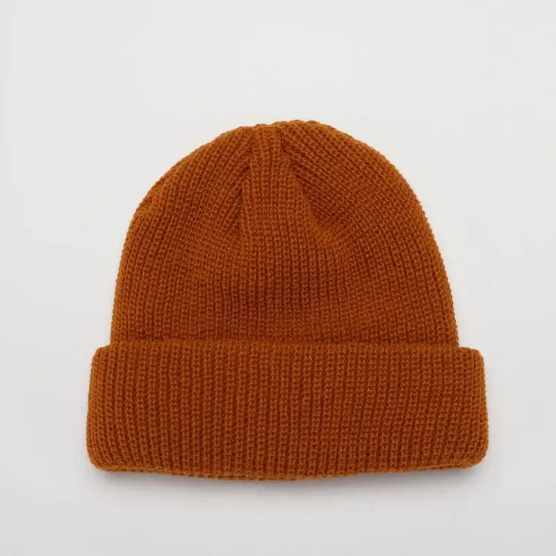 Hats For Women Black Beanie Knitted Hat Winter Men's Hats Women Beanies For Ladies Skullcap Solid Cap Retro Brimless Baggy