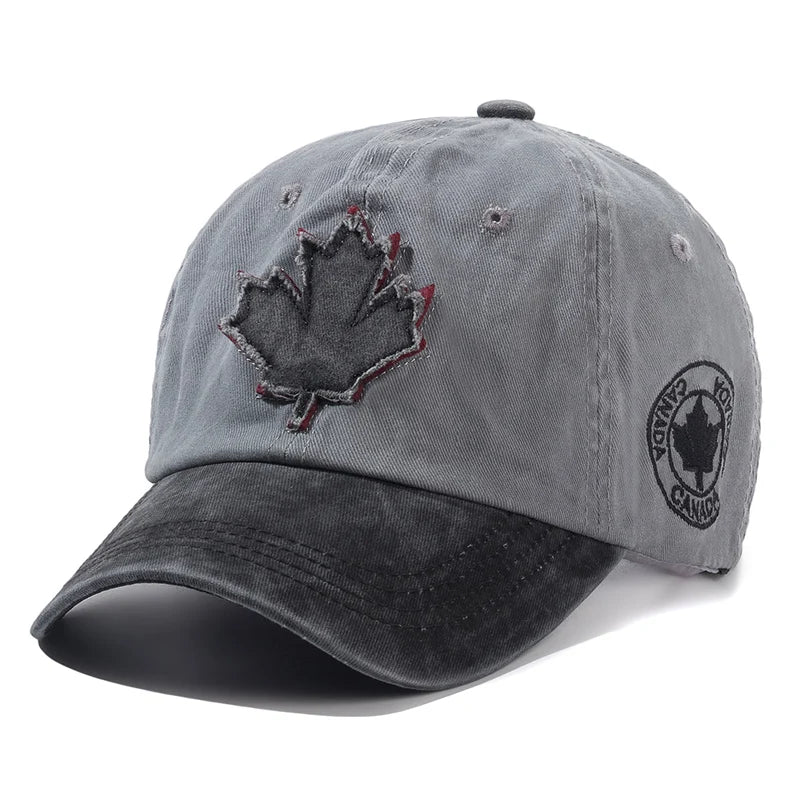 Unisex Washed Cotton Vintage Cap Canada Big Maple Leaf Embroidery Baseball Cap Men And Women Outdoor Sports Hats