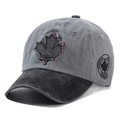 Unisex Washed Cotton Vintage Cap Canada Big Maple Leaf Embroidery Baseball Cap Men And Women Outdoor Sports Hats
