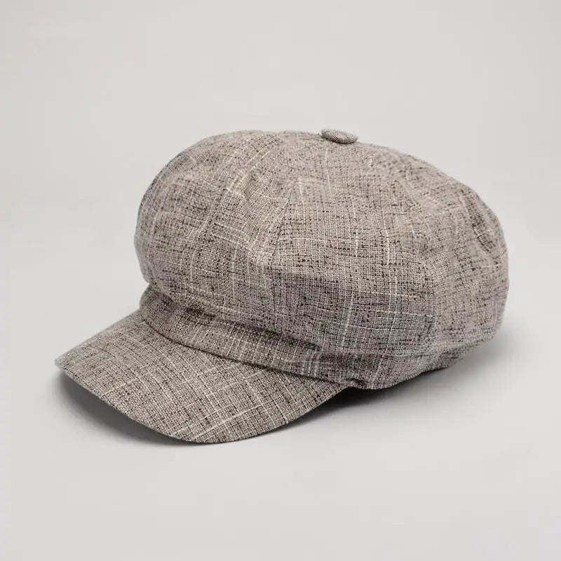 Newsboy Cap Octagonal Hat Plaid Beret Women Autumn Winter Fashion Vintage Casual