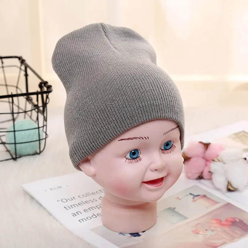 Kids Baby Solid Color Warm Soft Beanies Cap Hat Spring Autumn Winter Newborn Toddler Infant Knitted Cap Hat For Boy Girl