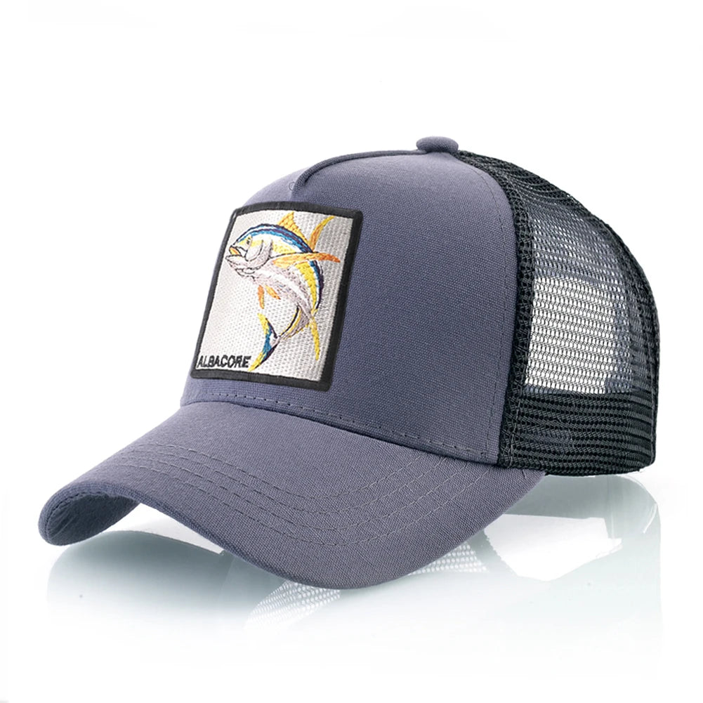Breathable Mesh Baseball Cap Women Fashion Trucker Caps With Albacore Patch Men's Hip Hop Baseball Hat Snapback Bone Casquette