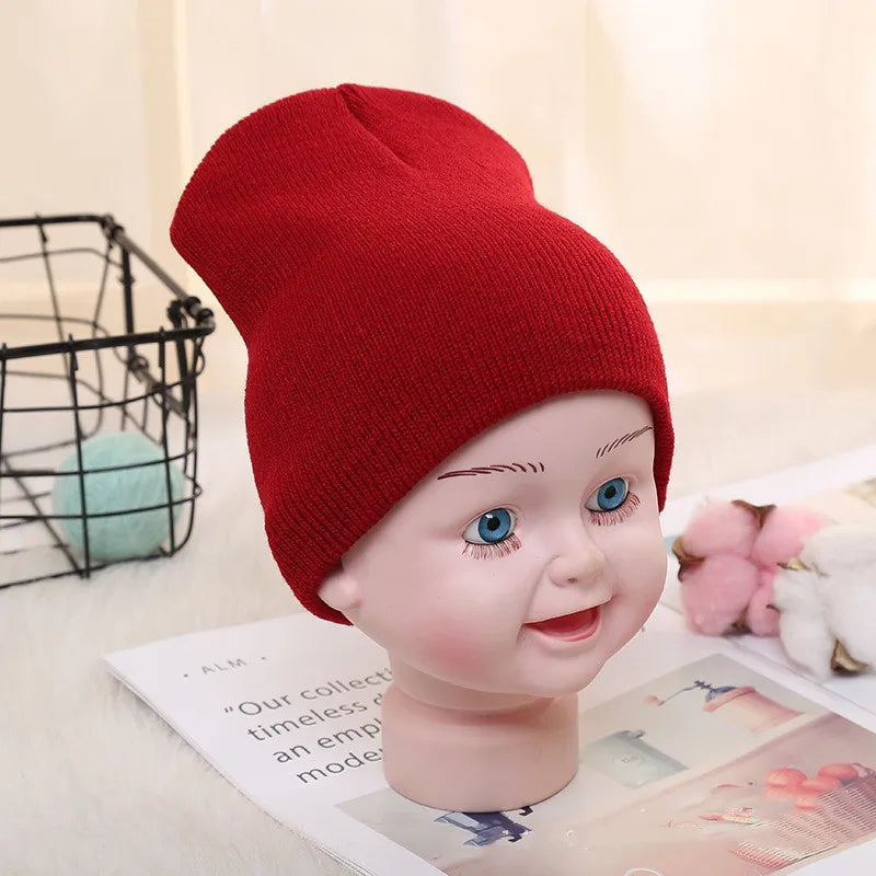 Kids Baby Solid Color Warm Soft Beanies Cap Hat Spring Autumn Winter Newborn Toddler Infant Knitted Cap Hat For Boy Girl