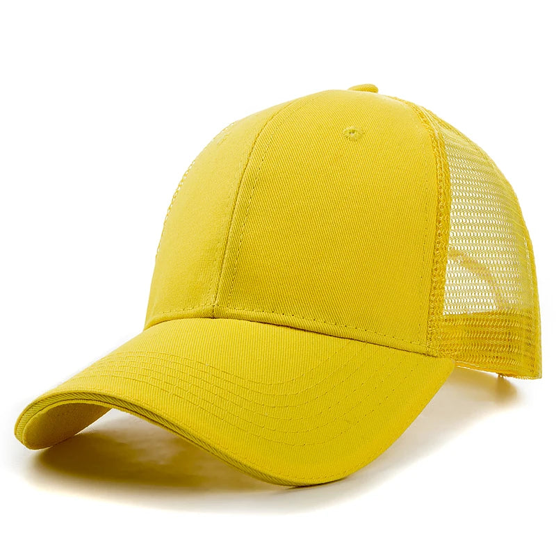 Unisex Mesh Cap Casual Plain Cotton Baseball Cap Adjustable Summer Trucker Hats For Women Men