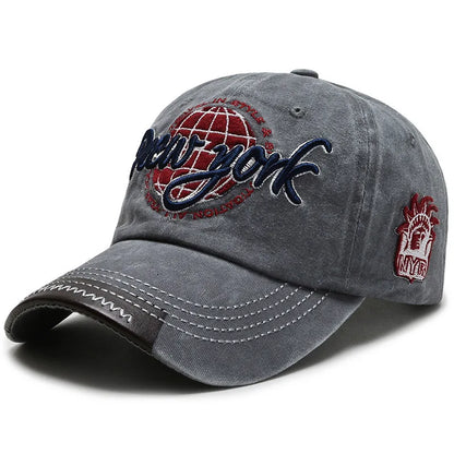 Washed cotton men baseball cap denim snapback sun hat for women gorras casual NEW YORK embroidery retro cap