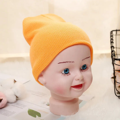 Kids Baby Solid Color Warm Soft Beanies Cap Hat Spring Autumn Winter Newborn Toddler Infant Knitted Cap Hat For Boy Girl