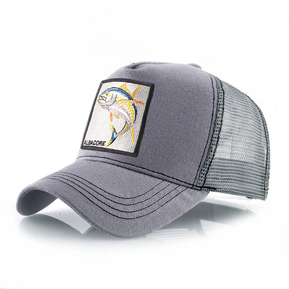 Breathable Mesh Baseball Cap Women Fashion Trucker Caps With Albacore Patch Men's Hip Hop Baseball Hat Snapback Bone Casquette