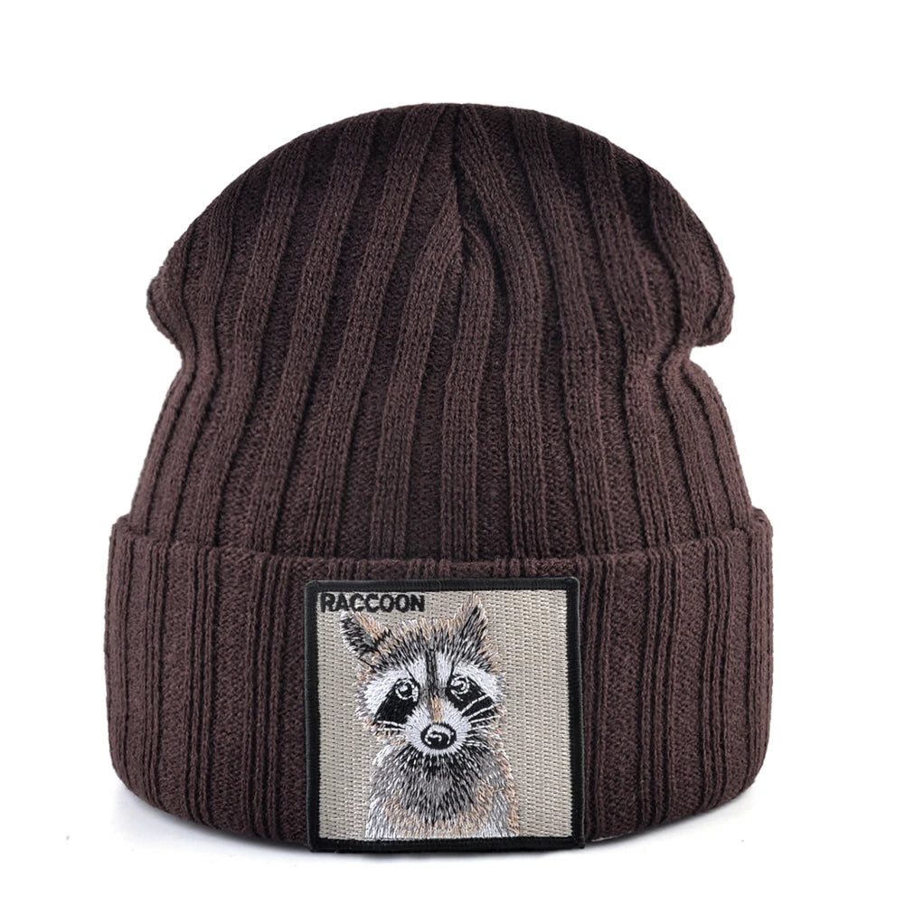 Knitted Beanies Hat Men Women Streetwear Hip Hop Skullies Beanies With Patch Boys Girls Knitting Solid Color Bonnet Hats Cap