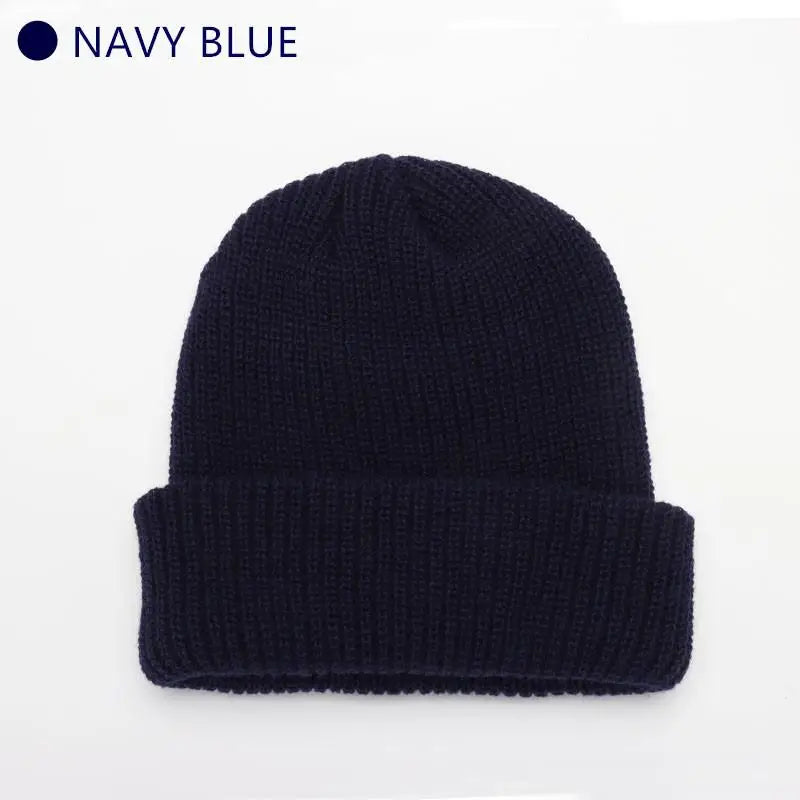 Hats For Women Black Beanie Knitted Hat Winter Men's Hats Women Beanies For Ladies Skullcap Solid Cap Retro Brimless Baggy