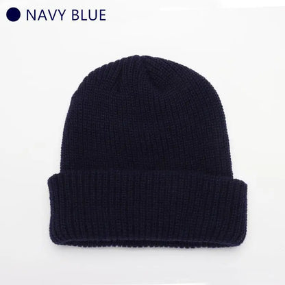 Hats For Women Black Beanie Knitted Hat Winter Men's Hats Women Beanies For Ladies Skullcap Solid Cap Retro Brimless Baggy