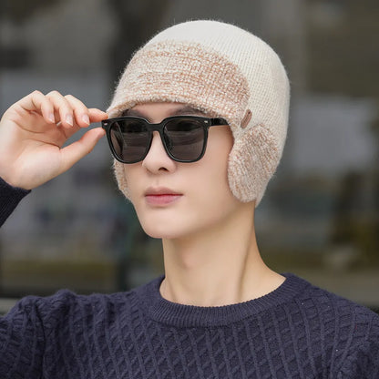 New Unisex Winter Knitted Hat With Ear Protection Fashion Beanie Hats For Men Women Outdoor Earflap Hat Classic Keep Warm Cap