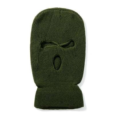 Hot Sale Unisex Balaclava Full Cover Style Ski Mask Hat 3 Holes Winter Hat Tactical Windproof Ribbed Knit Beanie Winter Warm Cap