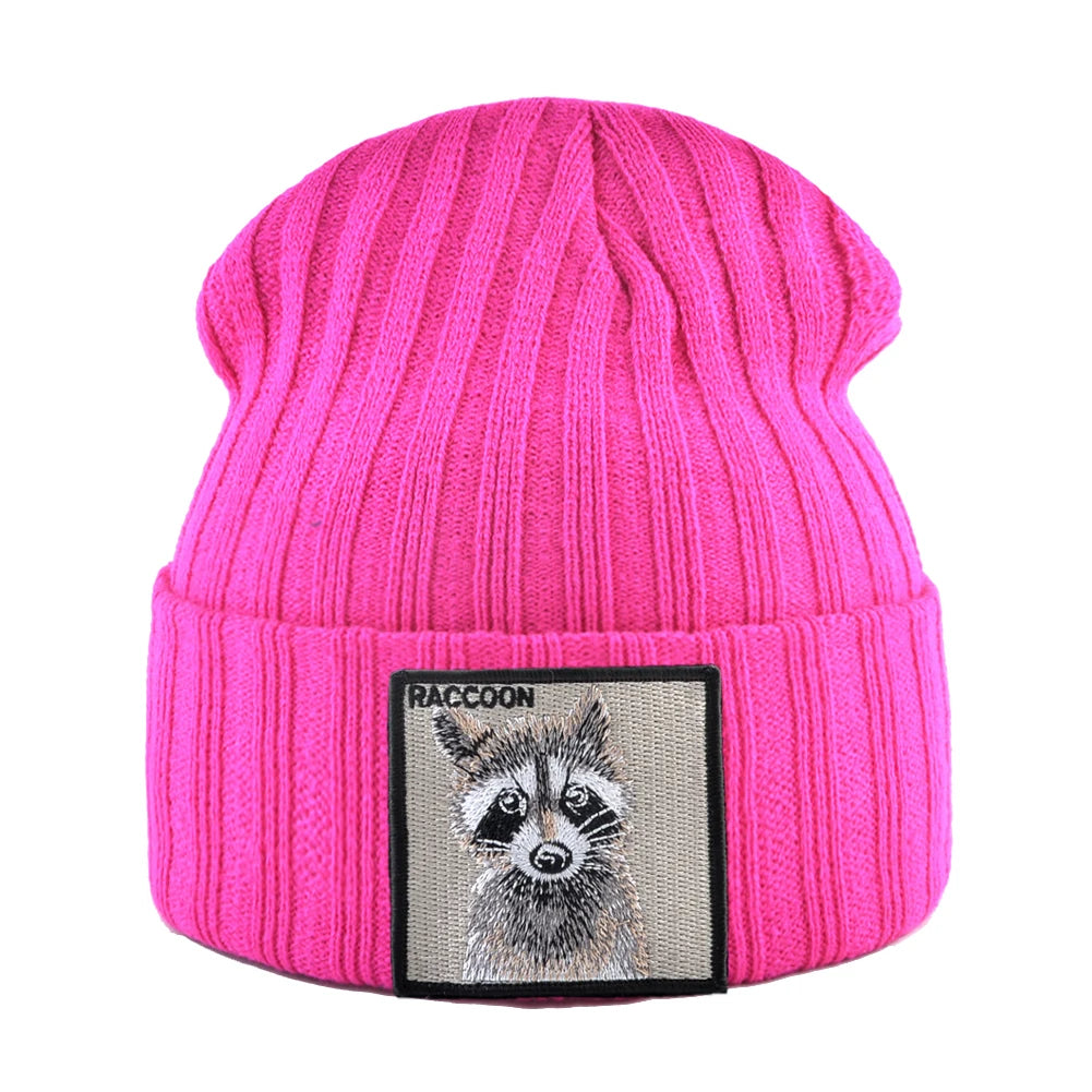 Knitted Beanies Hat Men Women Streetwear Hip Hop Skullies Beanies With Patch Boys Girls Knitting Solid Color Bonnet Hats Cap