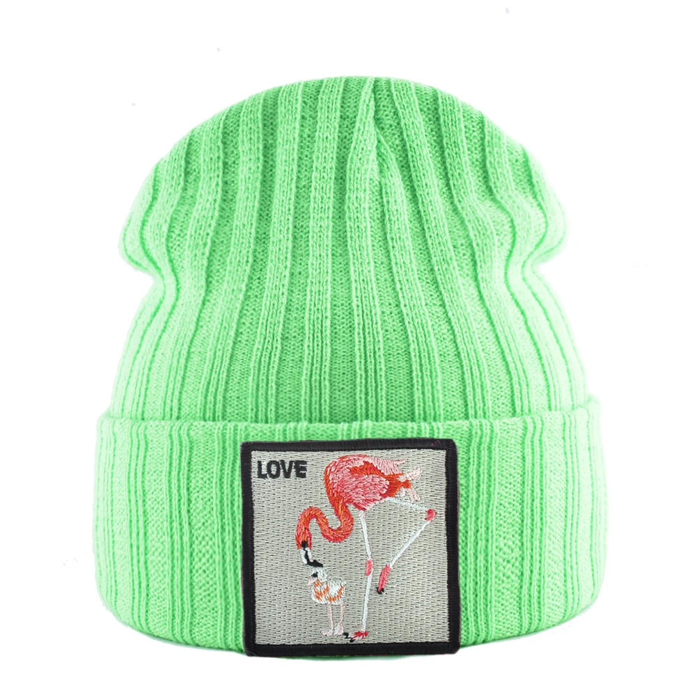 Skullies Beanies Women Autumn Winter Streetwear Knit Beanies Hat Men Knitted Solid Color Bonnet Gorras With Embroidery Patch Cap